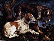 Two Hounds Follower of Jacopo da Ponte